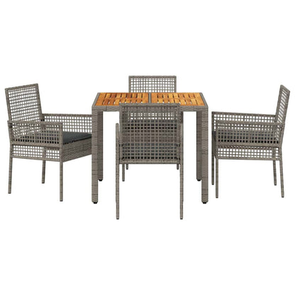 Garten Essgruppe 5 pcs Grau Poly Rattan