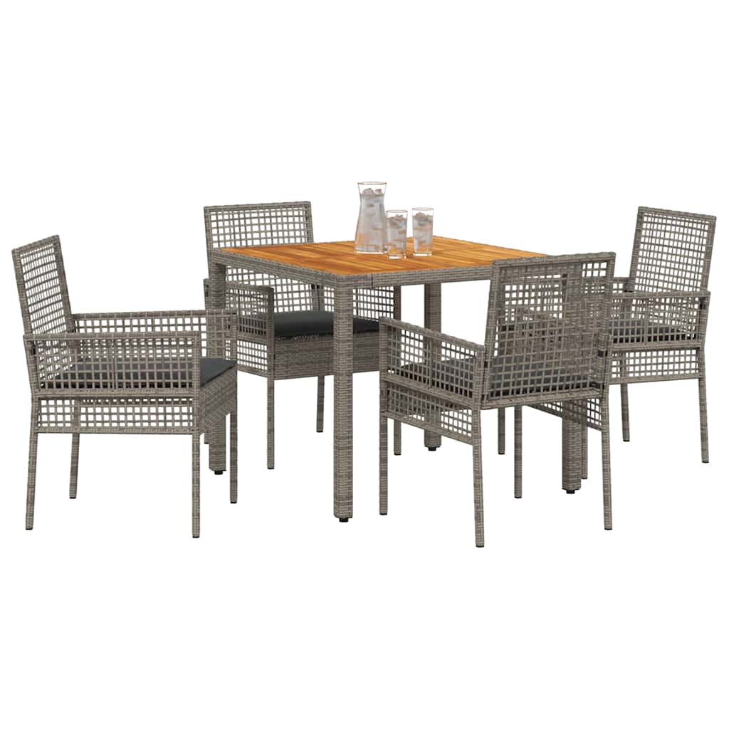 Garten Essgruppe 5 pcs Grau Poly Rattan