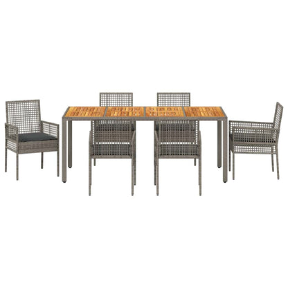 Garten Essgruppe 7 pcs Grau Poly Rattan