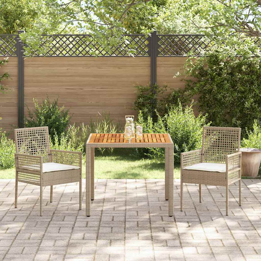 Garten Essgruppe 3 pcs Beige Poly Rattan