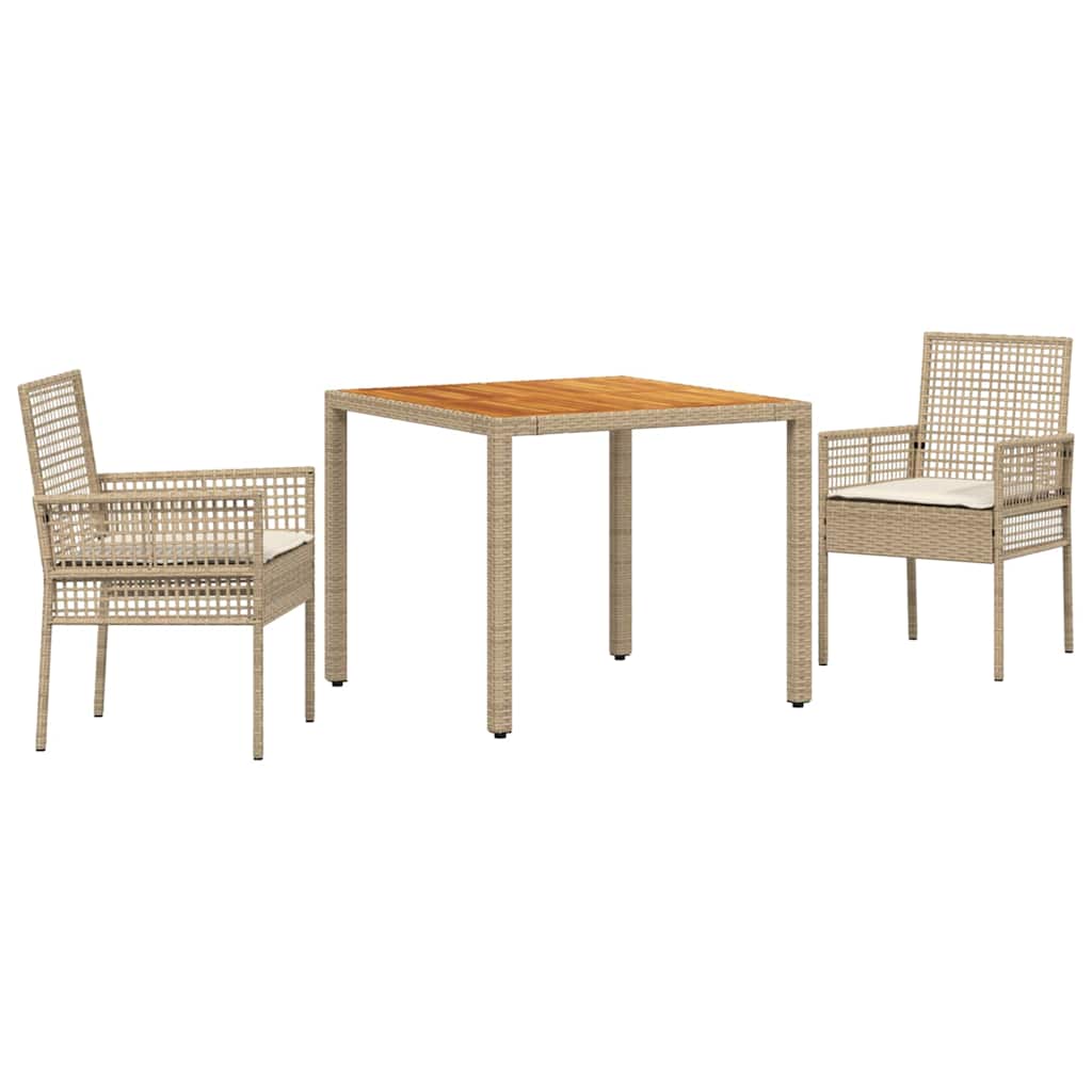 Garten Essgruppe 3 pcs Beige Poly Rattan
