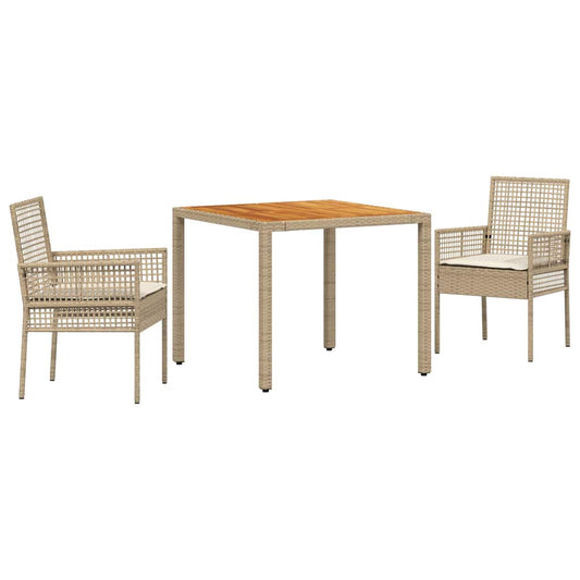 Garten Essgruppe 3 pcs Beige Poly Rattan