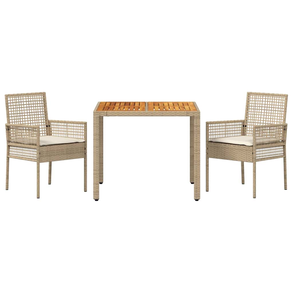 Garten Essgruppe 3 pcs Beige Poly Rattan