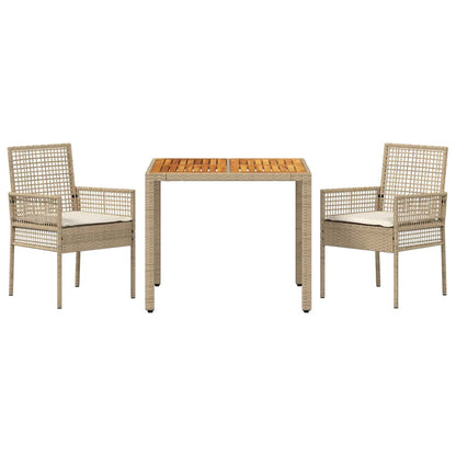Garten Essgruppe 3 pcs Beige Poly Rattan