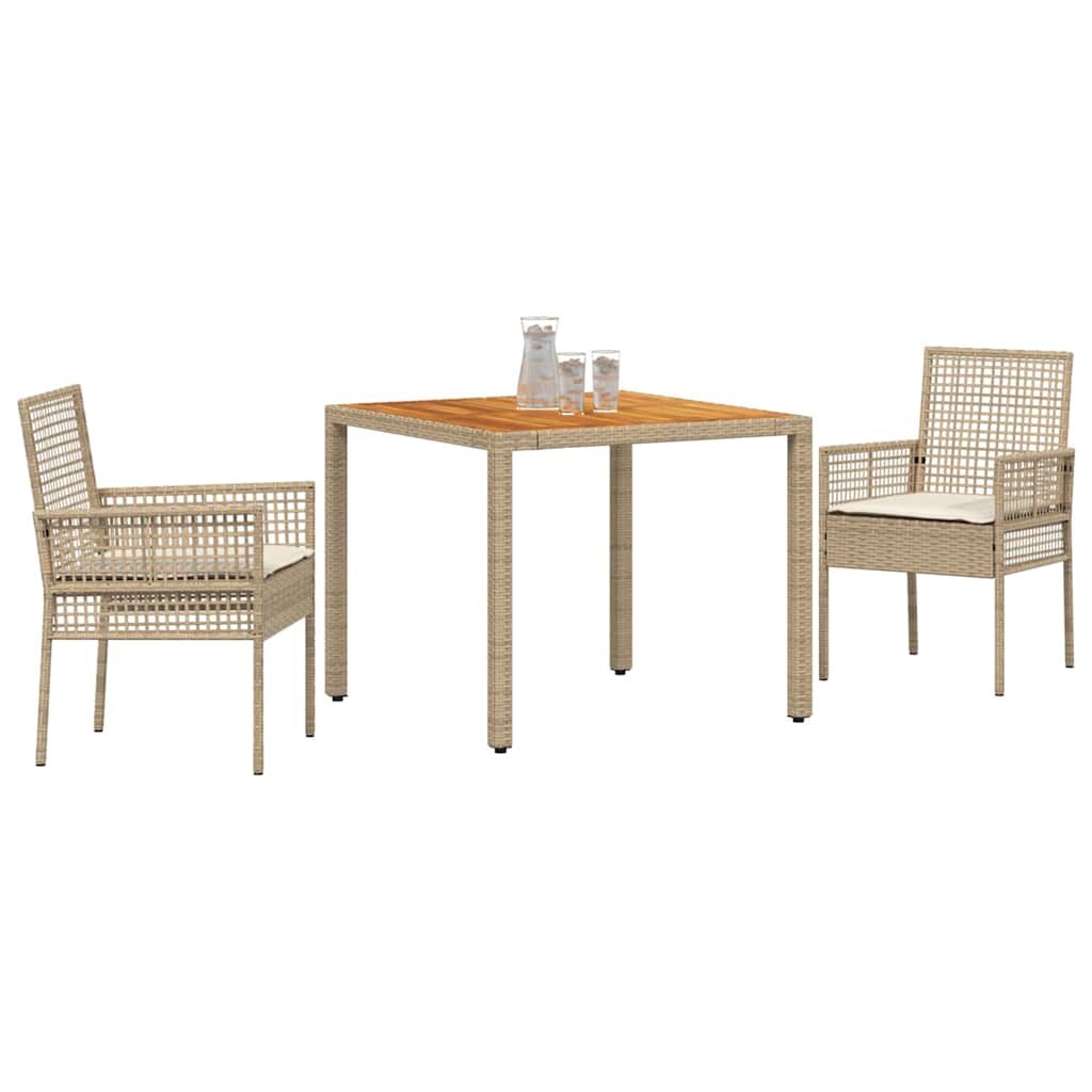 Garten Essgruppe 3 pcs Beige Poly Rattan