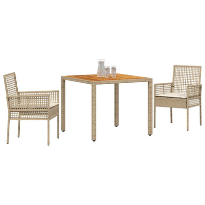 Garten Essgruppe 3 pcs Beige Poly Rattan