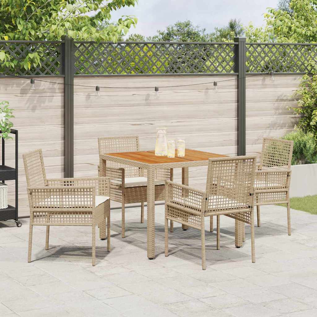 Garten Essgruppe 5 pcs Beige Poly Rattan