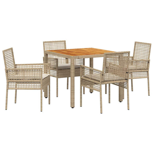Garten Essgruppe 5 pcs Beige Poly Rattan