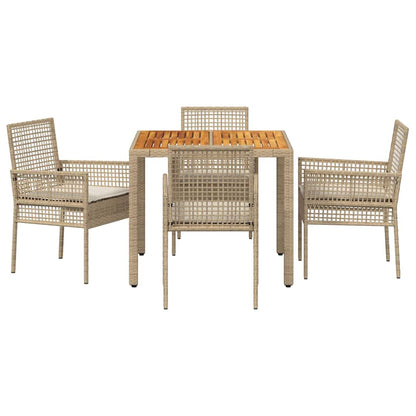 Garten Essgruppe 5 pcs Beige Poly Rattan