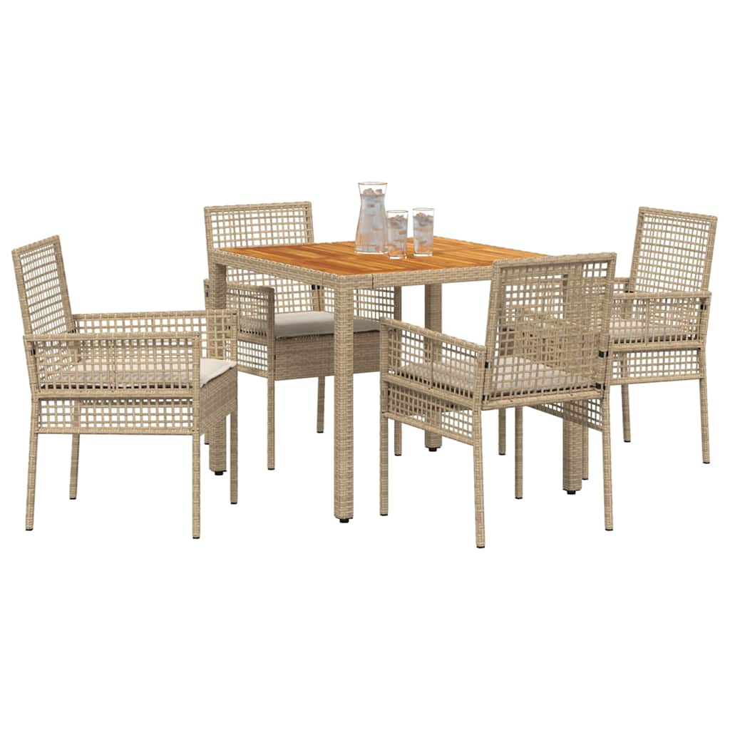 Garten Essgruppe 5 pcs Beige Poly Rattan