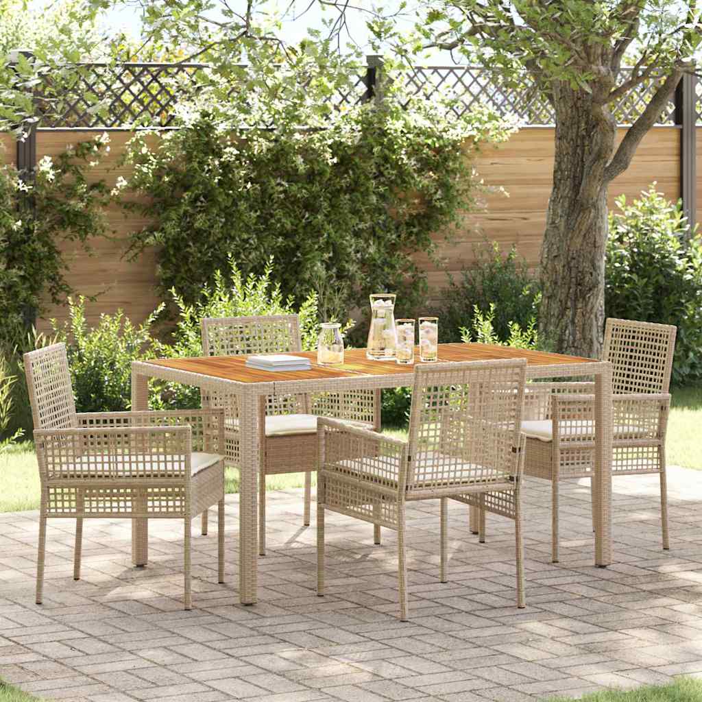 Garten Essgruppe 5 pcs Beige Poly Rattan