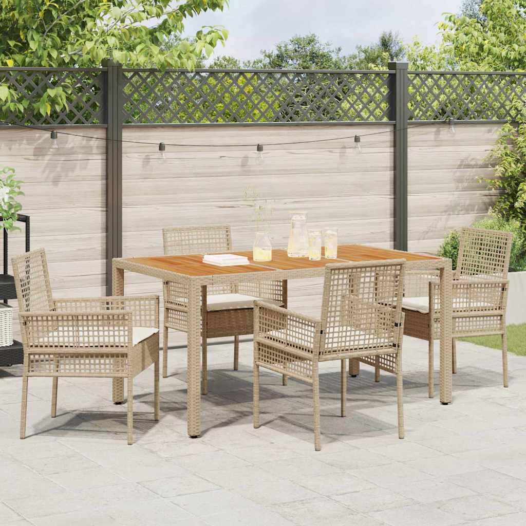 Garten Essgruppe 5 pcs Beige Poly Rattan