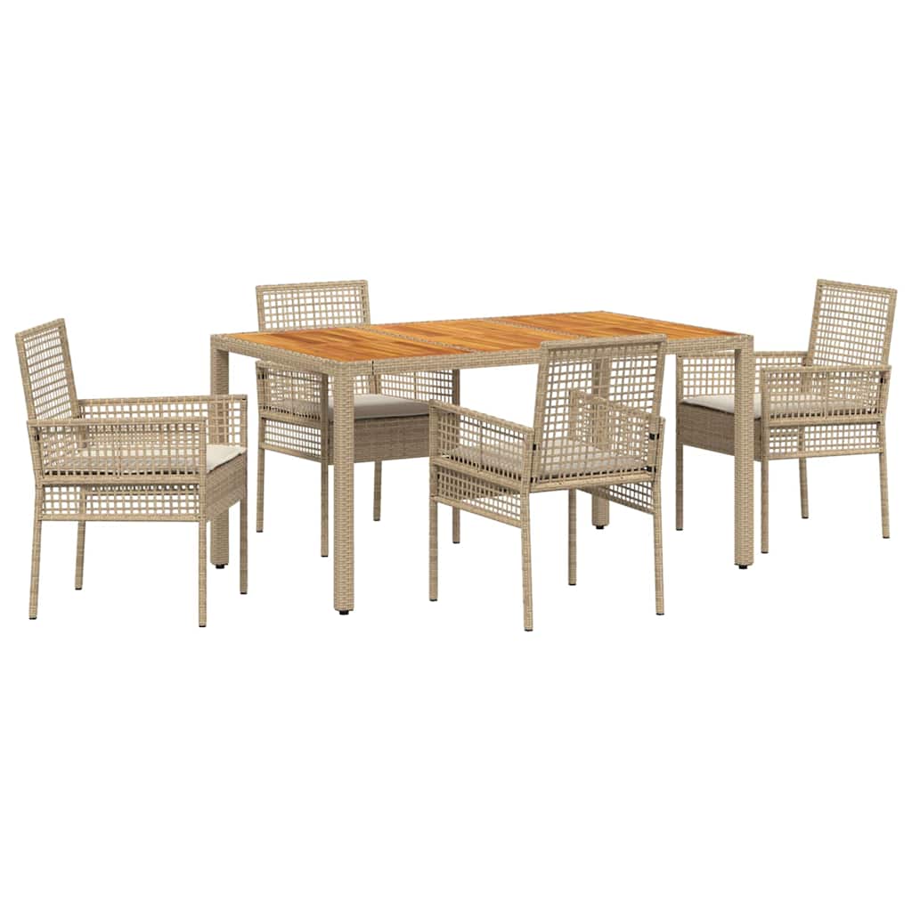 Garten Essgruppe 5 pcs Beige Poly Rattan