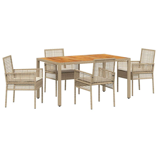 Garten Essgruppe 5 pcs Beige Poly Rattan