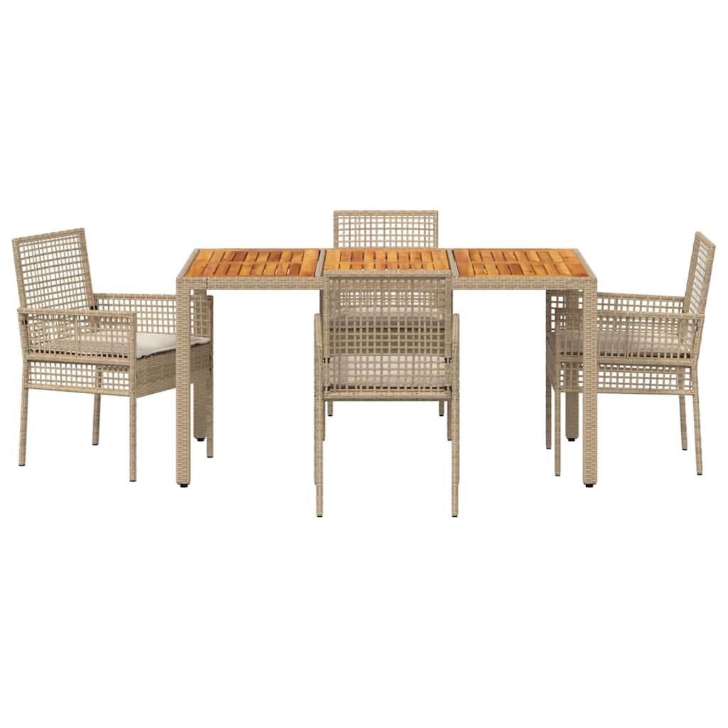Garten Essgruppe 5 pcs Beige Poly Rattan