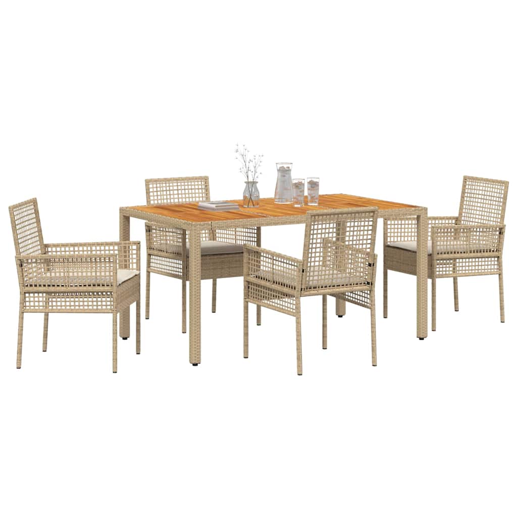 Garten Essgruppe 5 pcs Beige Poly Rattan