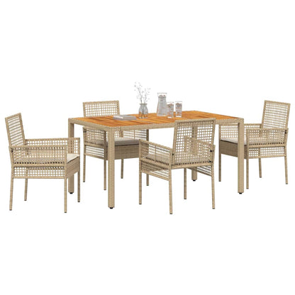 Garten Essgruppe 5 pcs Beige Poly Rattan