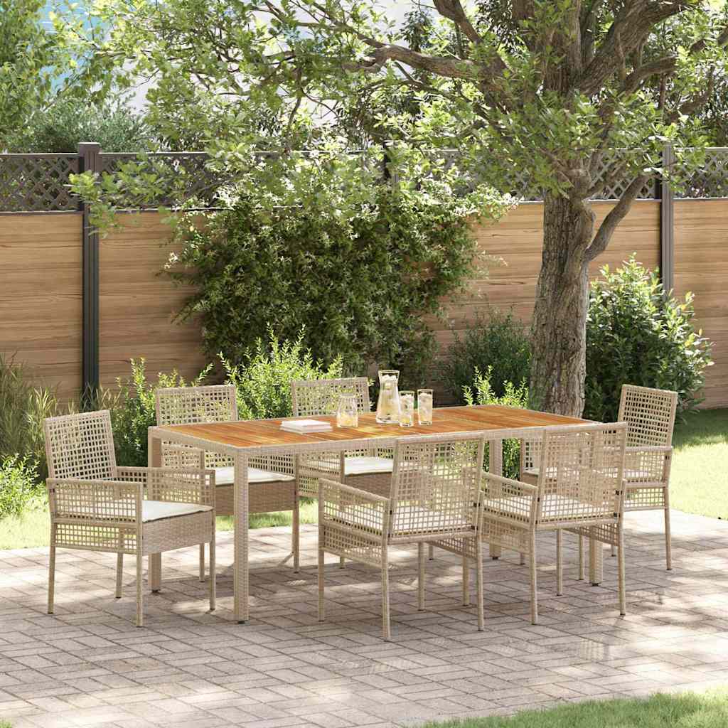 Garten Essgruppe 7 pcs Beige Poly Rattan