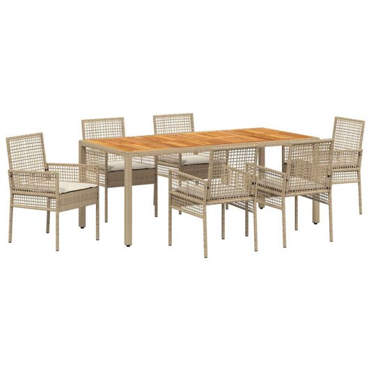 Garten Essgruppe 7 pcs Beige Poly Rattan