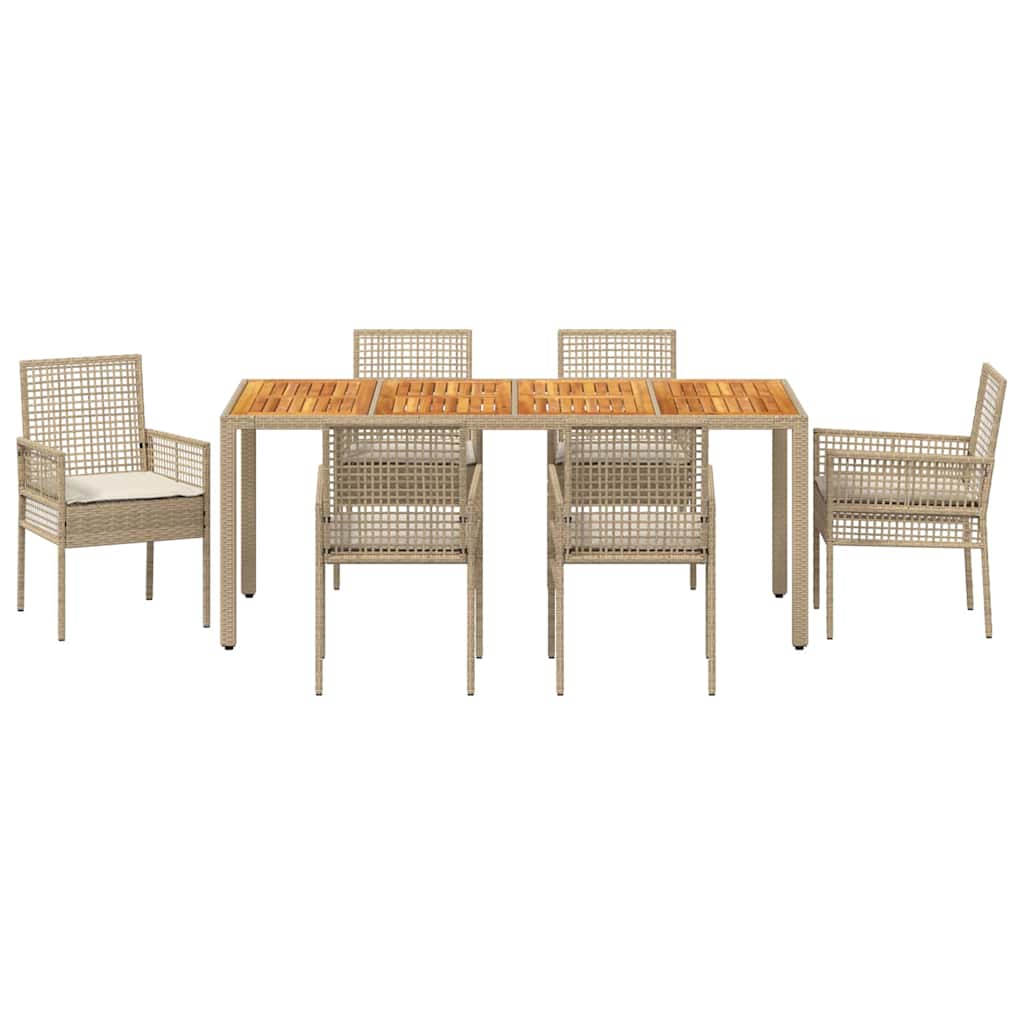 Garten Essgruppe 7 pcs Beige Poly Rattan