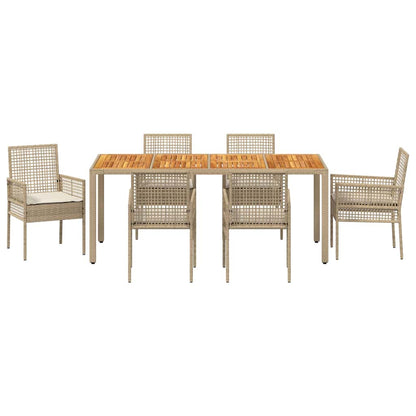 Garten Essgruppe 7 pcs Beige Poly Rattan