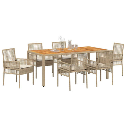 Garten Essgruppe 7 pcs Beige Poly Rattan