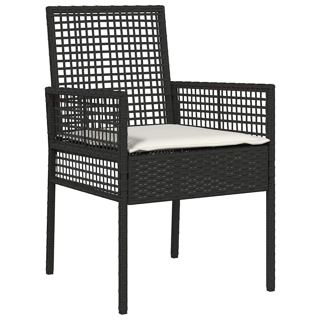 Garten Essgruppe 3 pcs Schwarz Poly Rattan