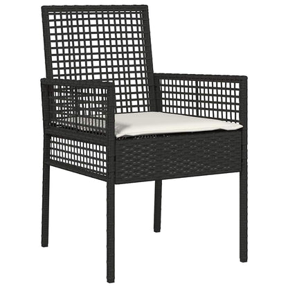 Garten Essgruppe 3 pcs Schwarz Poly Rattan