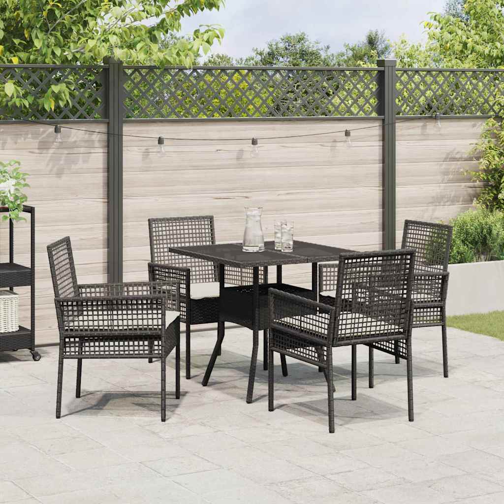 Garten Essgruppe 5 pcs Schwarz Poly Rattan