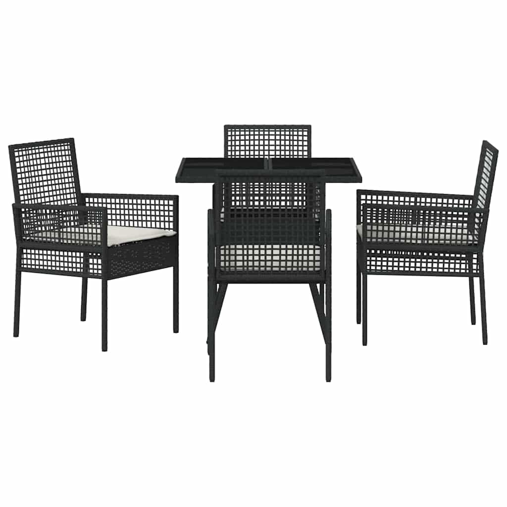 Garten Essgruppe 5 pcs Schwarz Poly Rattan