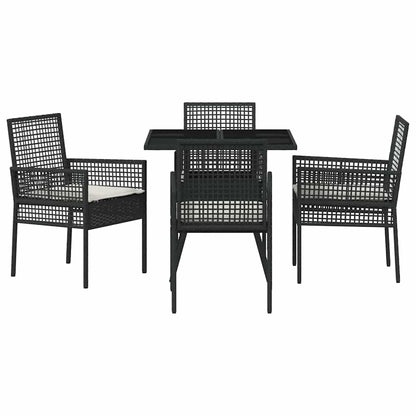 Garten Essgruppe 5 pcs Schwarz Poly Rattan