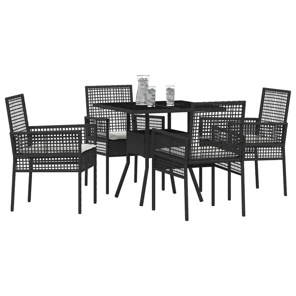 Garten Essgruppe 5 pcs Schwarz Poly Rattan