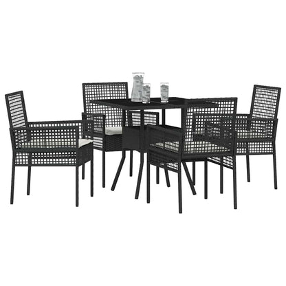 Garten Essgruppe 5 pcs Schwarz Poly Rattan