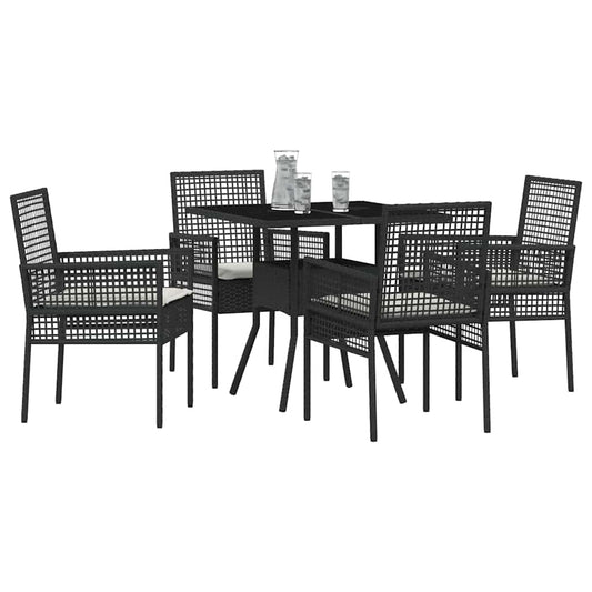 Garten Essgruppe 5 pcs Schwarz Poly Rattan