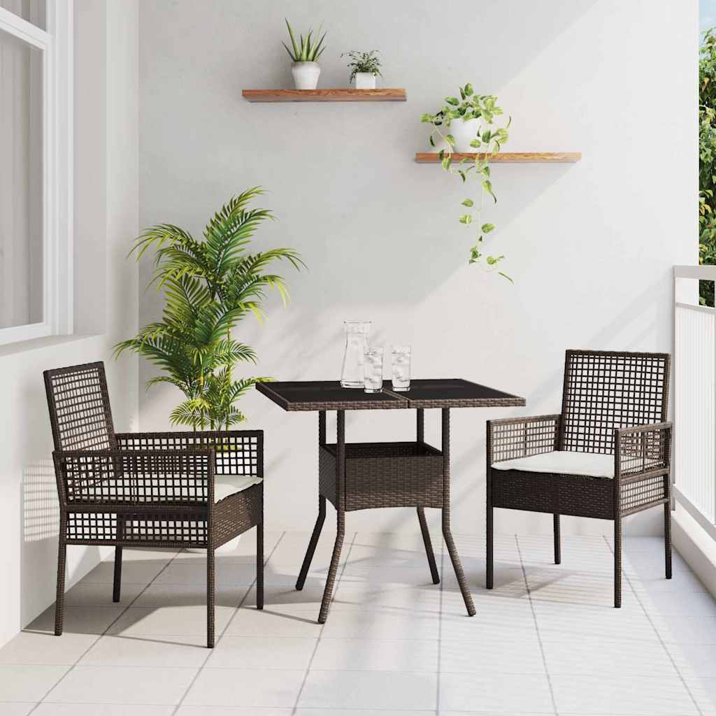 Garten Essgruppe 3 pcs Braun Poly Rattan