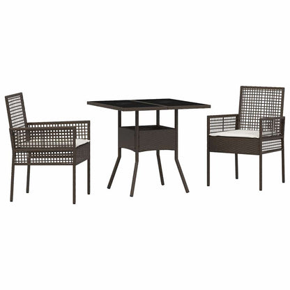 Garten Essgruppe 3 pcs Braun Poly Rattan