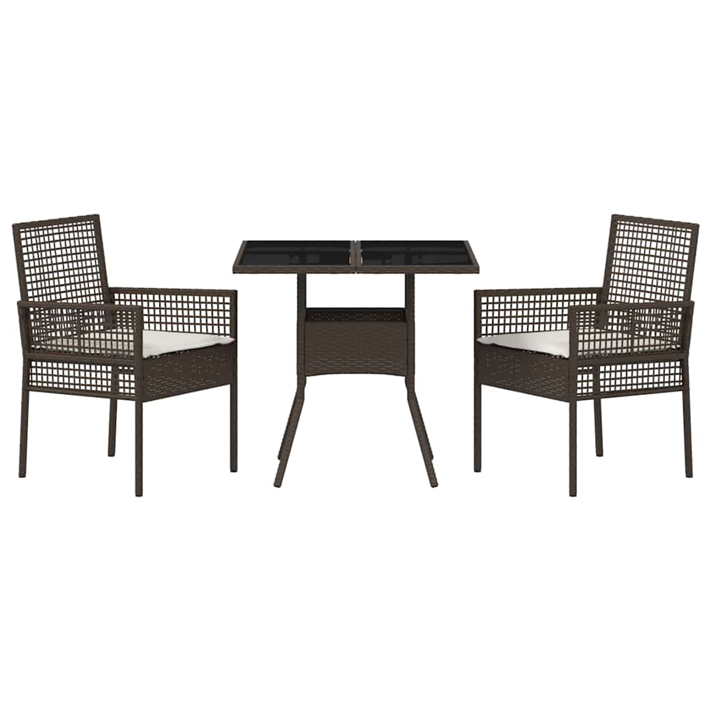 Garten Essgruppe 3 pcs Braun Poly Rattan