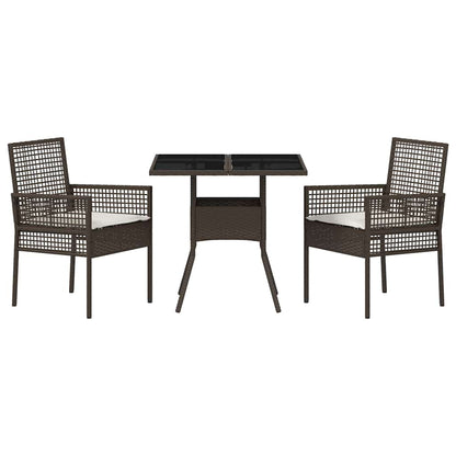 Garten Essgruppe 3 pcs Braun Poly Rattan
