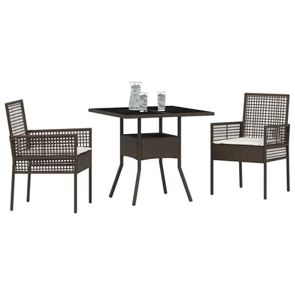 Garten Essgruppe 3 pcs Braun Poly Rattan