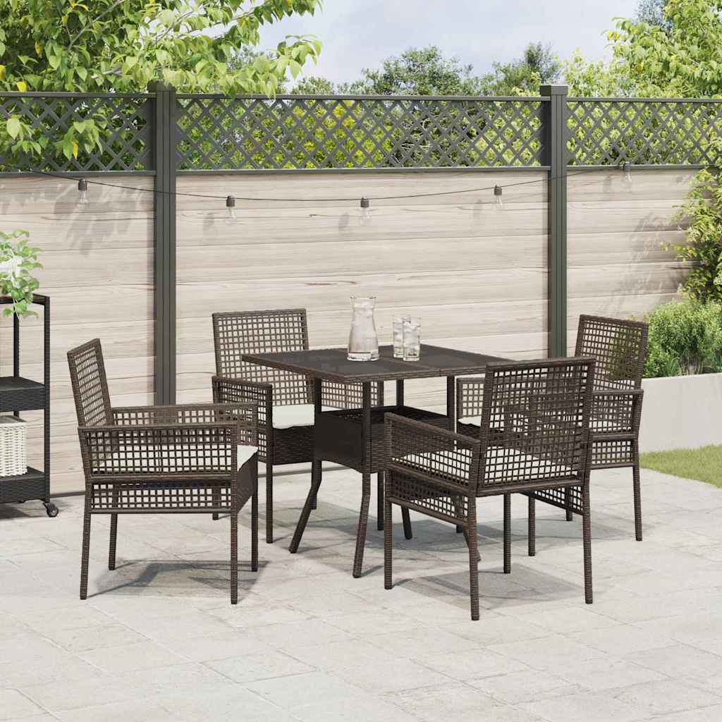 Garten Essgruppe 5 pcs Braun Poly Rattan