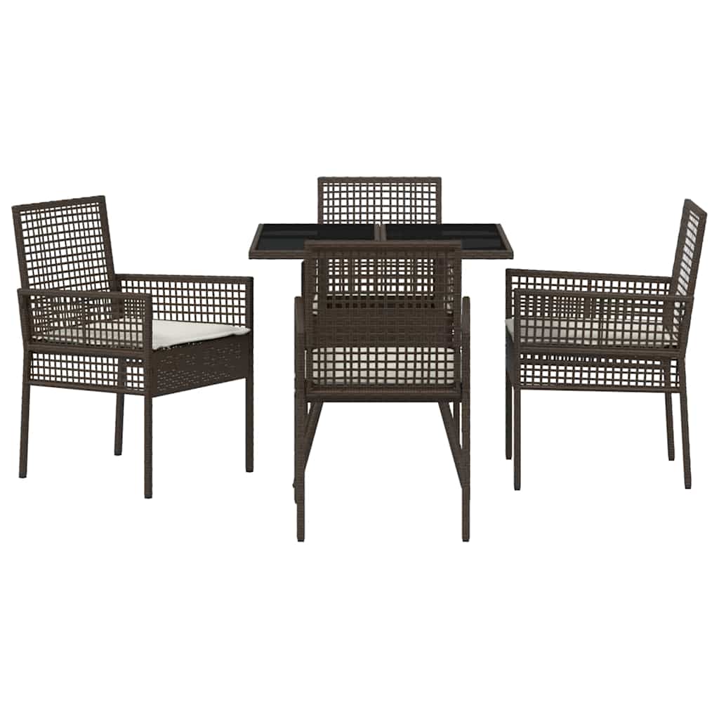 Garten Essgruppe 5 pcs Braun Poly Rattan