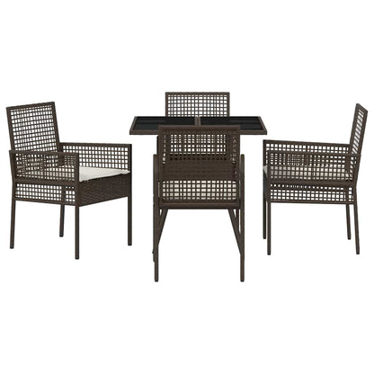 Garten Essgruppe 5 pcs Braun Poly Rattan