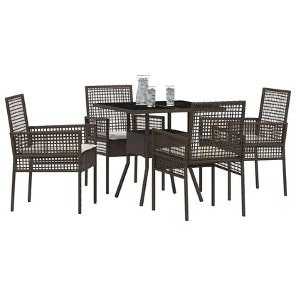 Garten Essgruppe 5 pcs Braun Poly Rattan