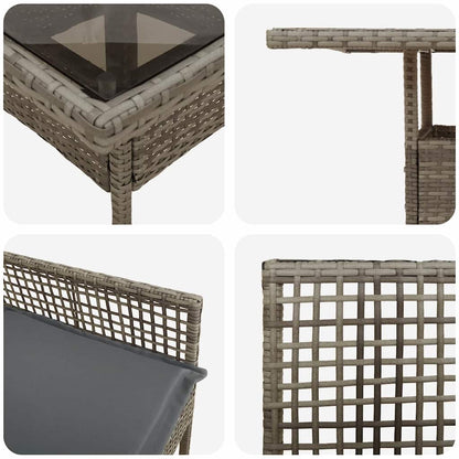 Garten Essgruppe 5 pcs Grau Poly Rattan