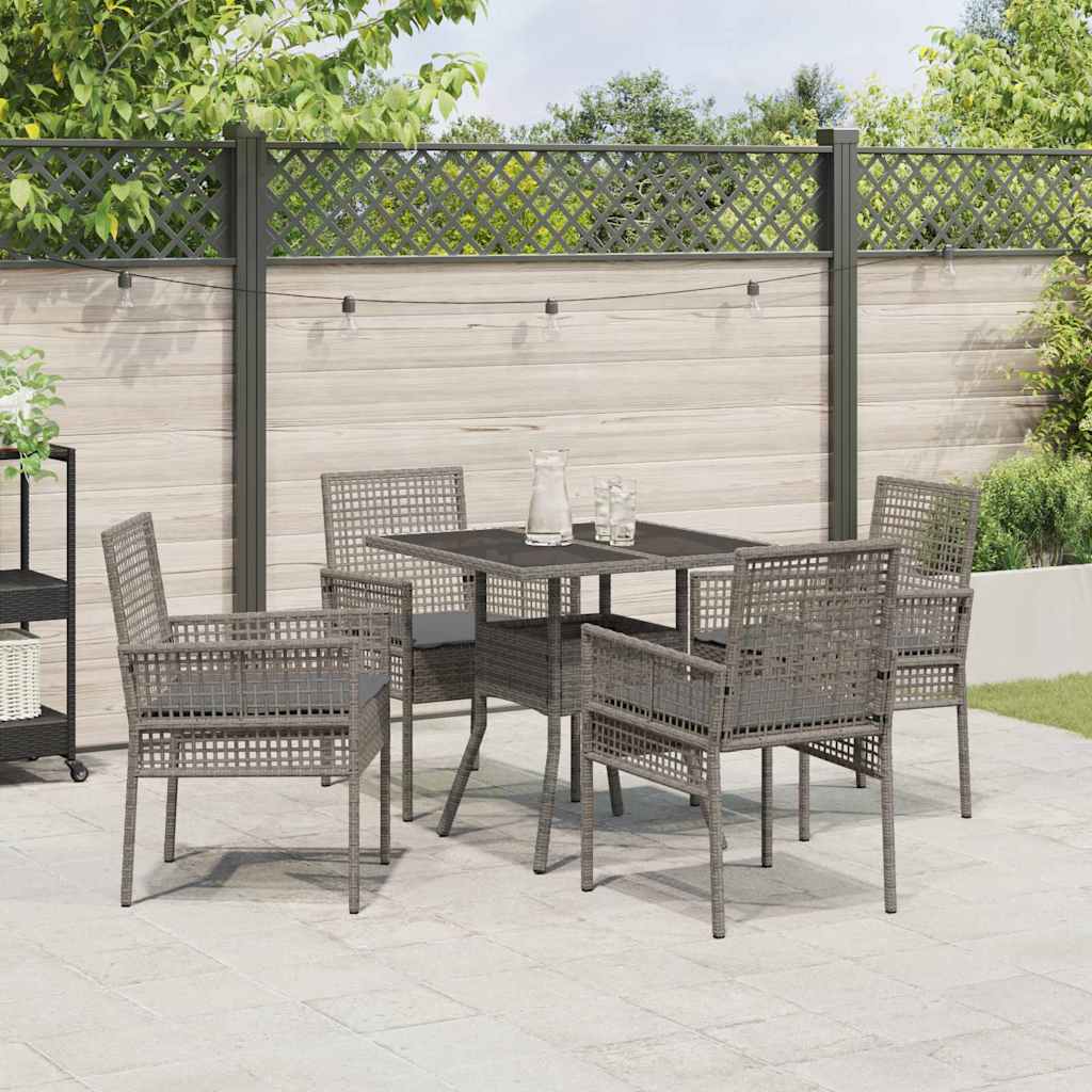 Garten Essgruppe 5 pcs Grau Poly Rattan