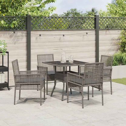 Garten Essgruppe 5 pcs Grau Poly Rattan