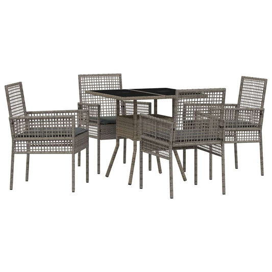 Garten Essgruppe 5 pcs Grau Poly Rattan