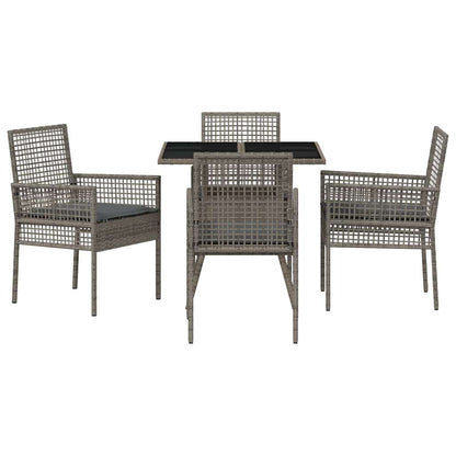 Garten Essgruppe 5 pcs Grau Poly Rattan