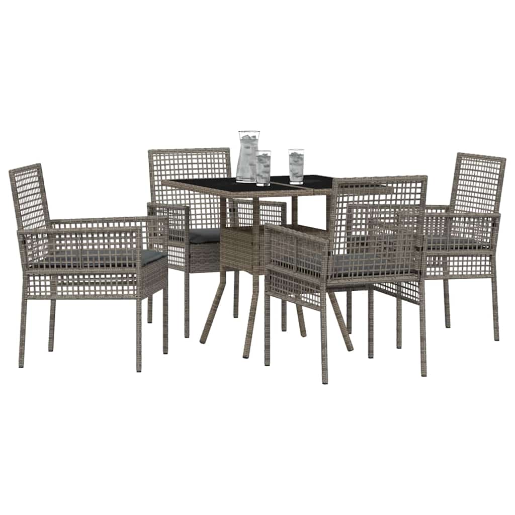Garten Essgruppe 5 pcs Grau Poly Rattan
