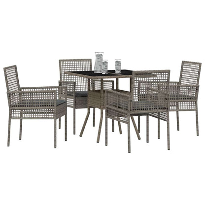 Garten Essgruppe 5 pcs Grau Poly Rattan